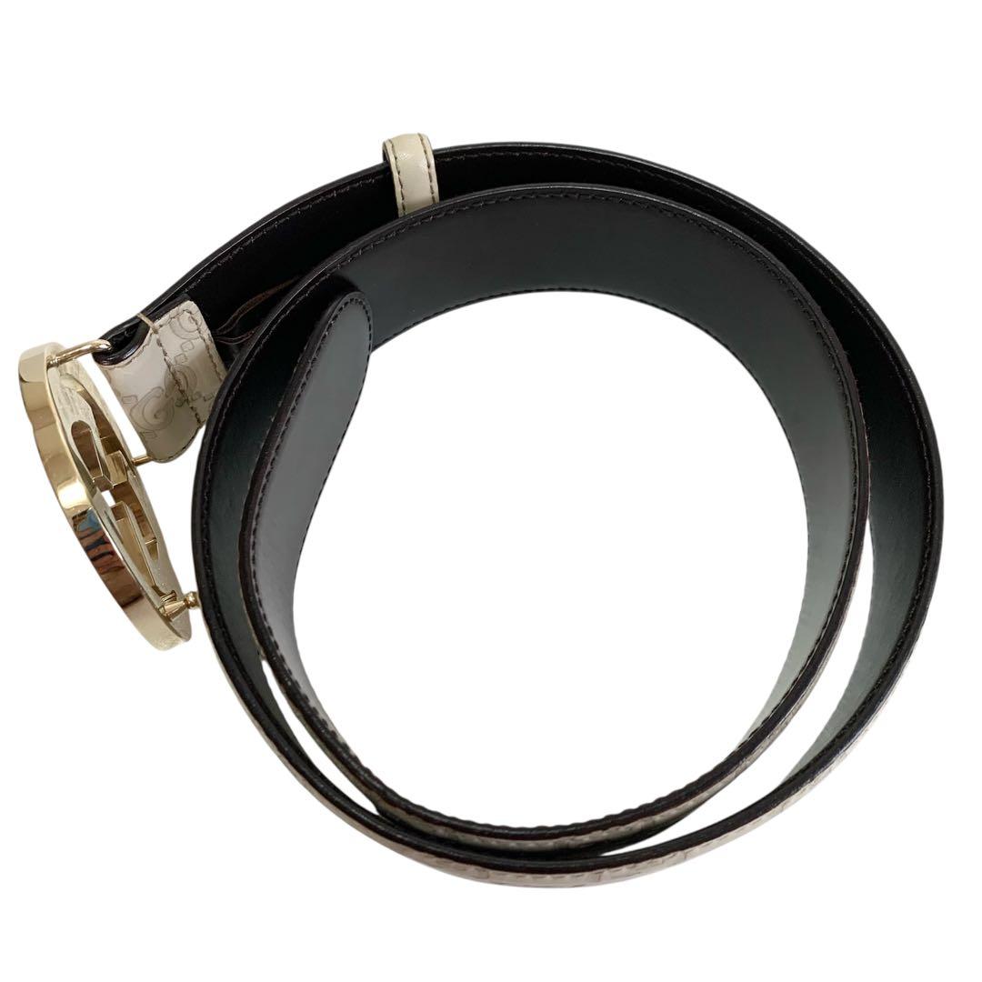 ✨美品✨GUCCI シマ ベルト インターロッキング　ゴールド ホワイト