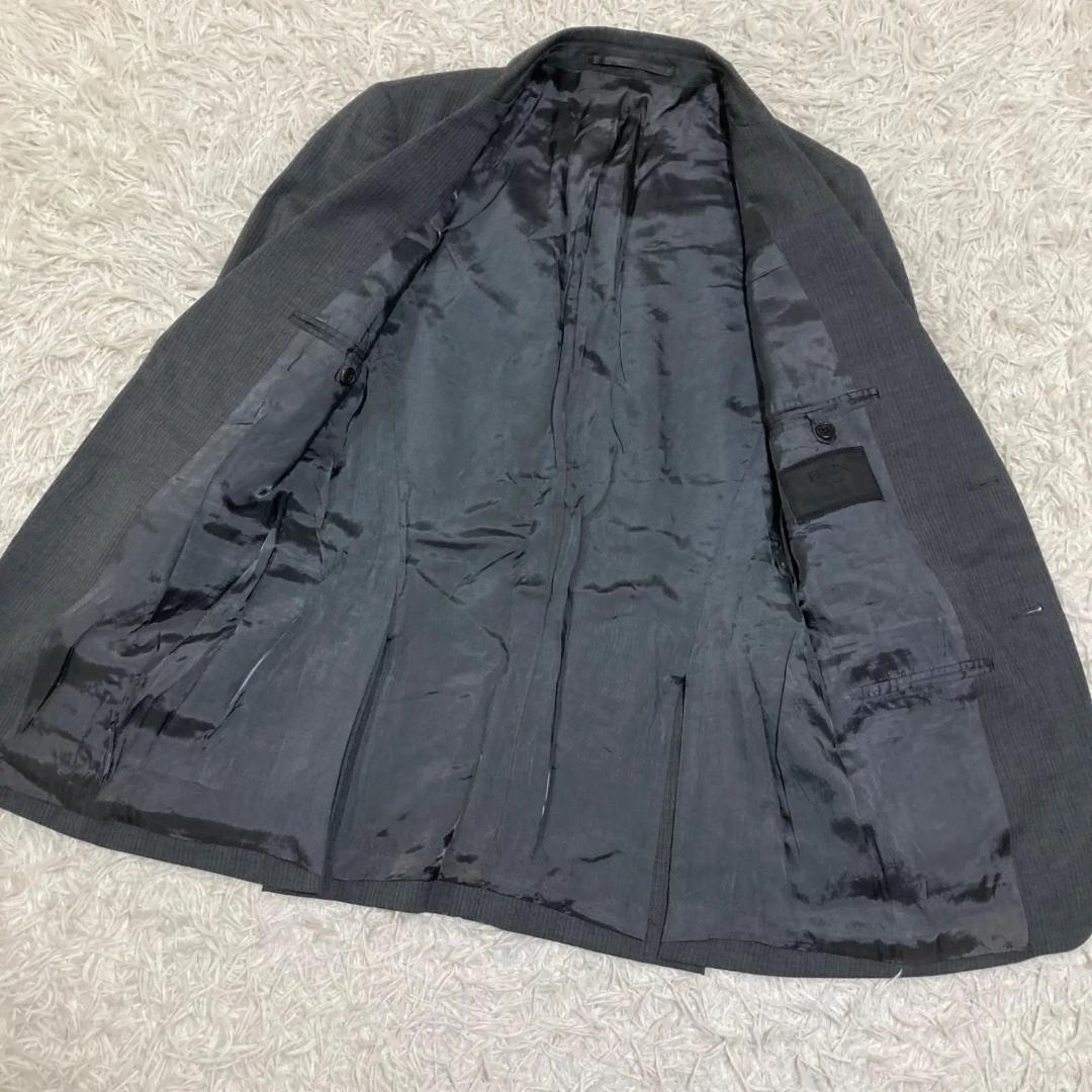 13272✨プラダ スーツ セットアップ ウール100% グレーストライプ 44