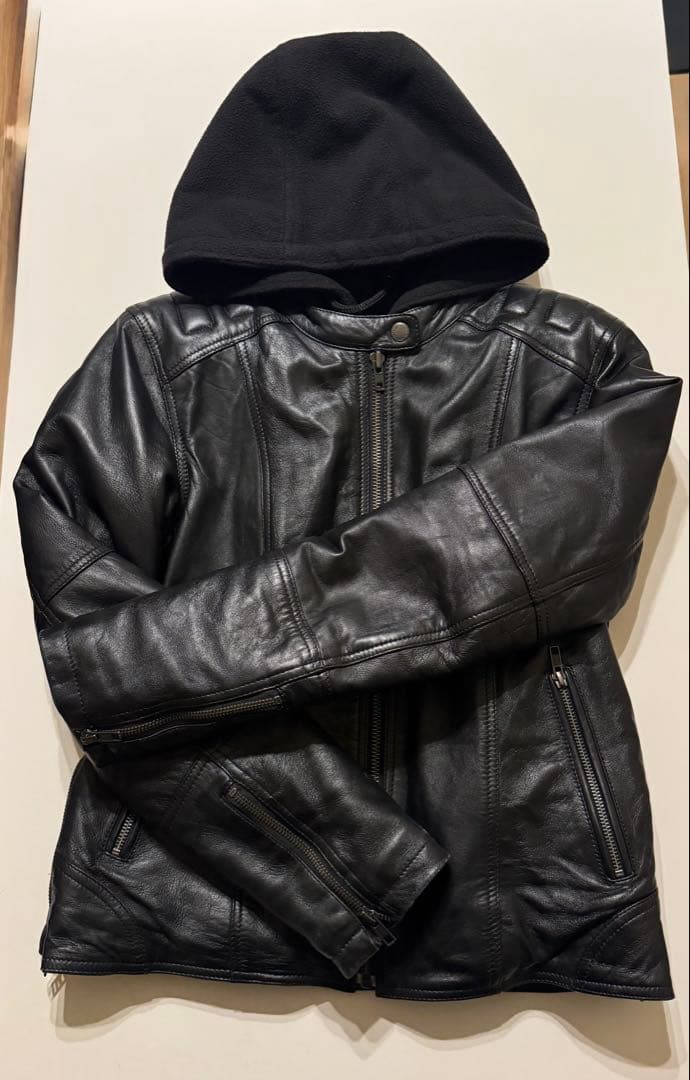 DEGNER デグナーシングルライダースジャケットフーディジャケット　2way