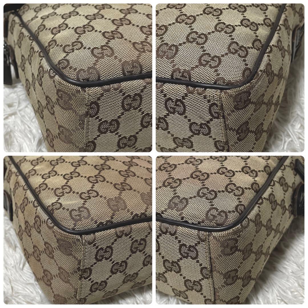 【良品】GUCCI グッチ　ショルダーバッグ　サコッシュ　キャンバス　ブラウン