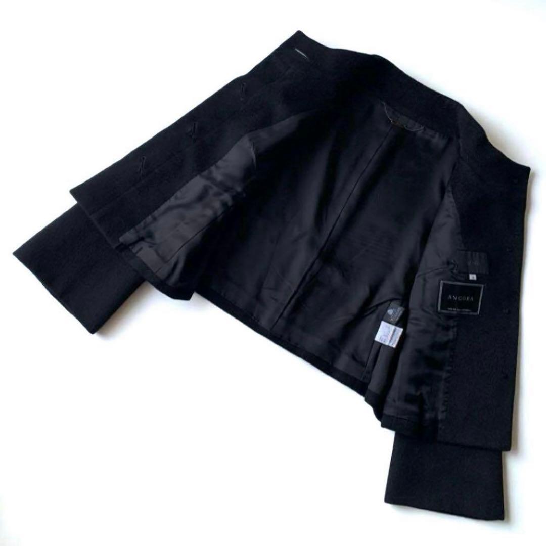 【ほぼ新品‼️藤井毛織　アンゴラ】エフデ　ショートコート　ハーフコート　ブラック