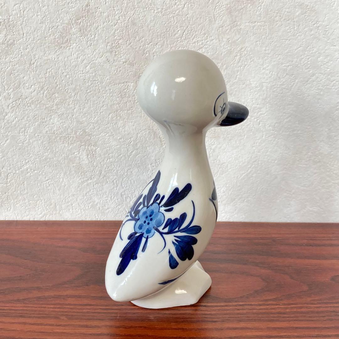 デルフトブルー　アヒル　陶器　置物　オブジェ　ハンドペイント