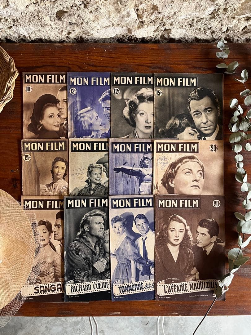 ◆フランスアンティークA希少映画シネマ雑誌monfilm紙スター俳優女優パンフ