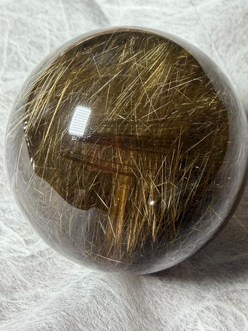 金運アップ◇ゴールドルチルクォーツ◇丸玉　約40.2㎜