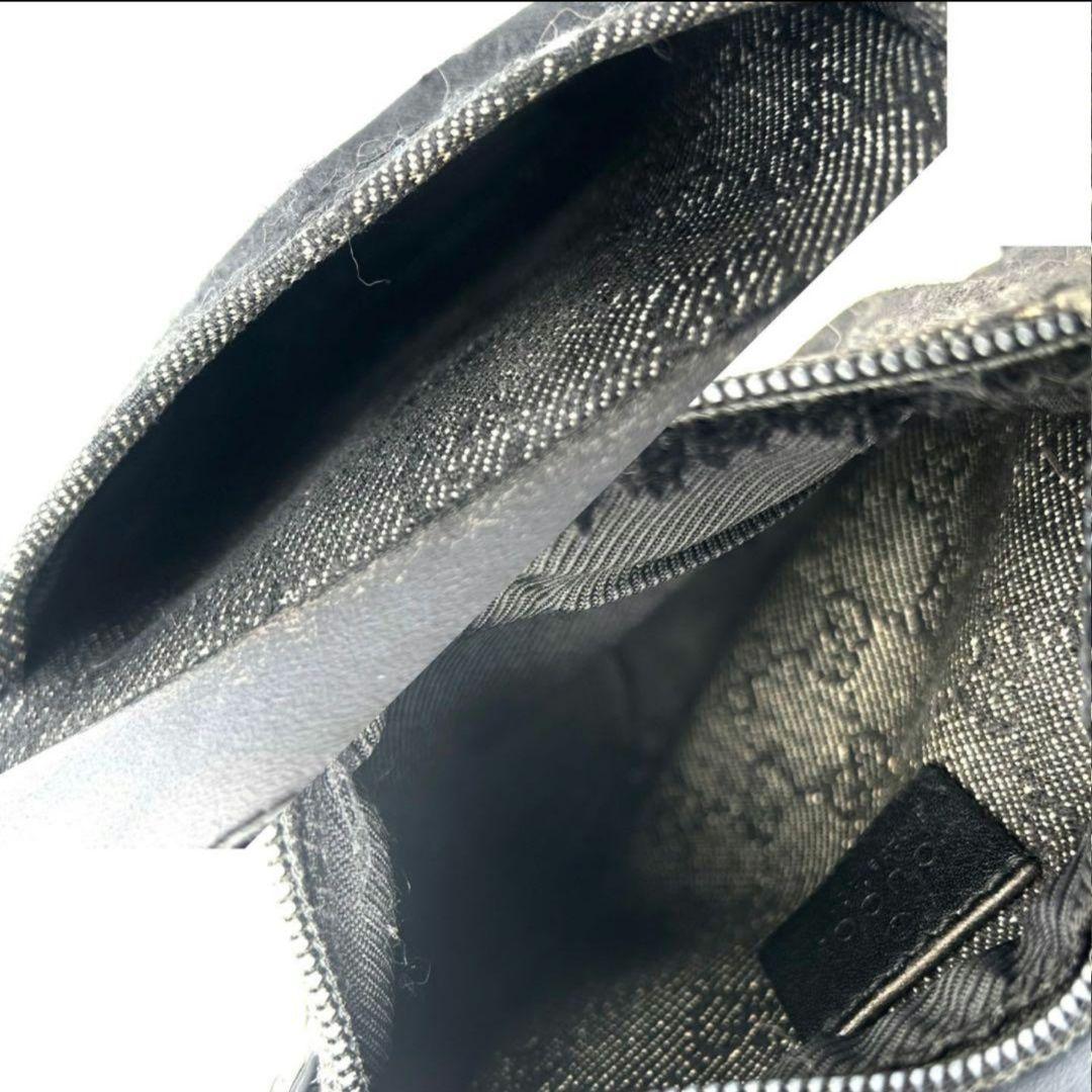 【美品】グッチ ボディバッグ ショルダー GG柄 ロゴ型押し ブラック