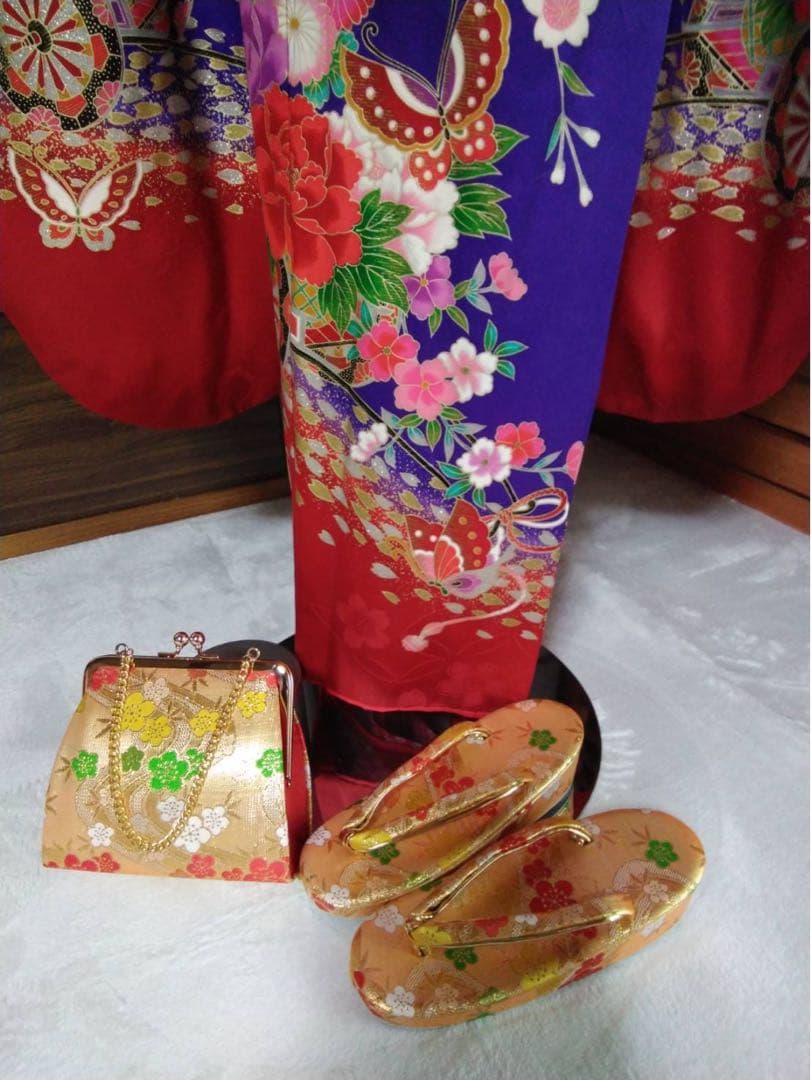 7歳向け・表側正絹・お着物のセット