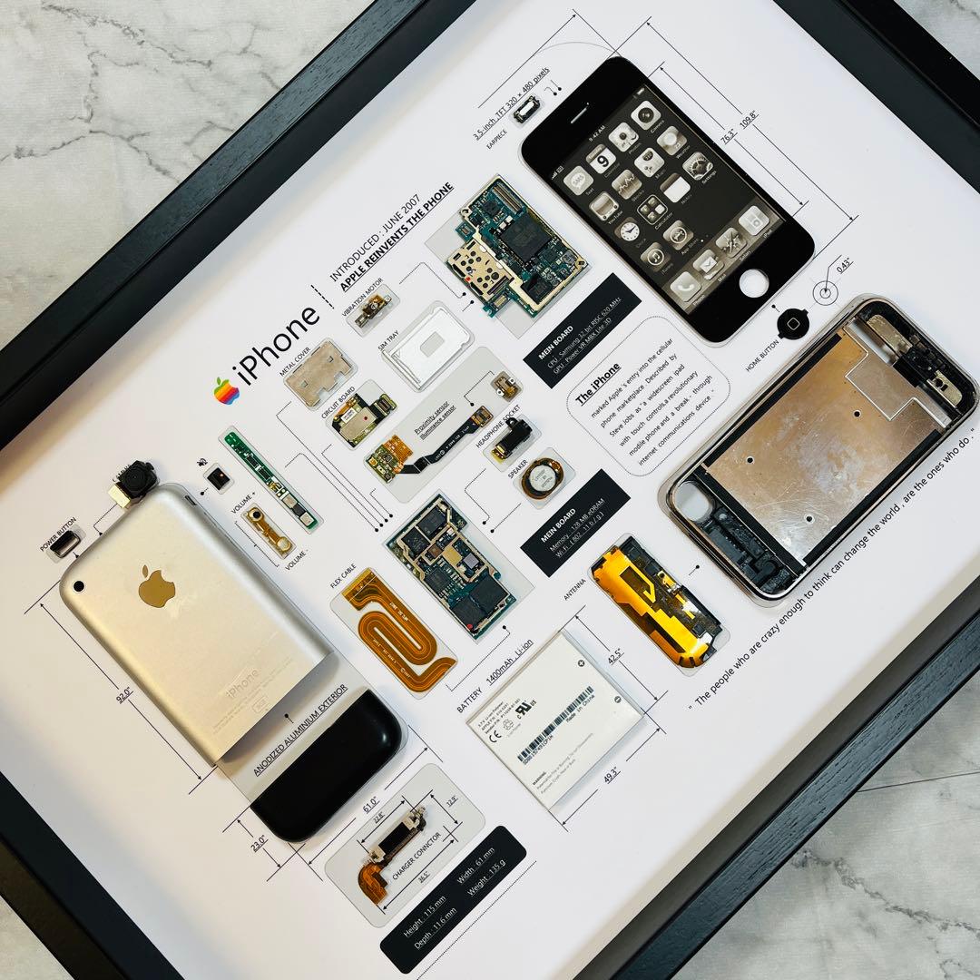 【プレミアム端末】 iPhone 2G 標本アート 高級木製ボックスフレーム仕様