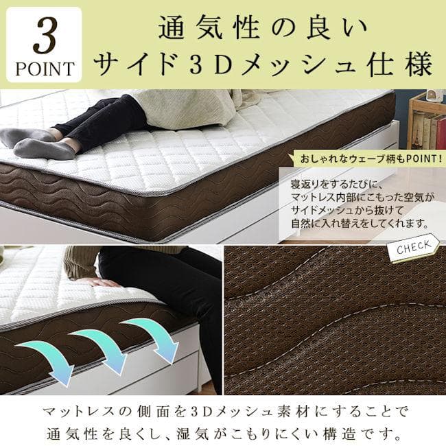 リバーシブル ポケットコイルマットレス クイーン 厚み20cm（241）