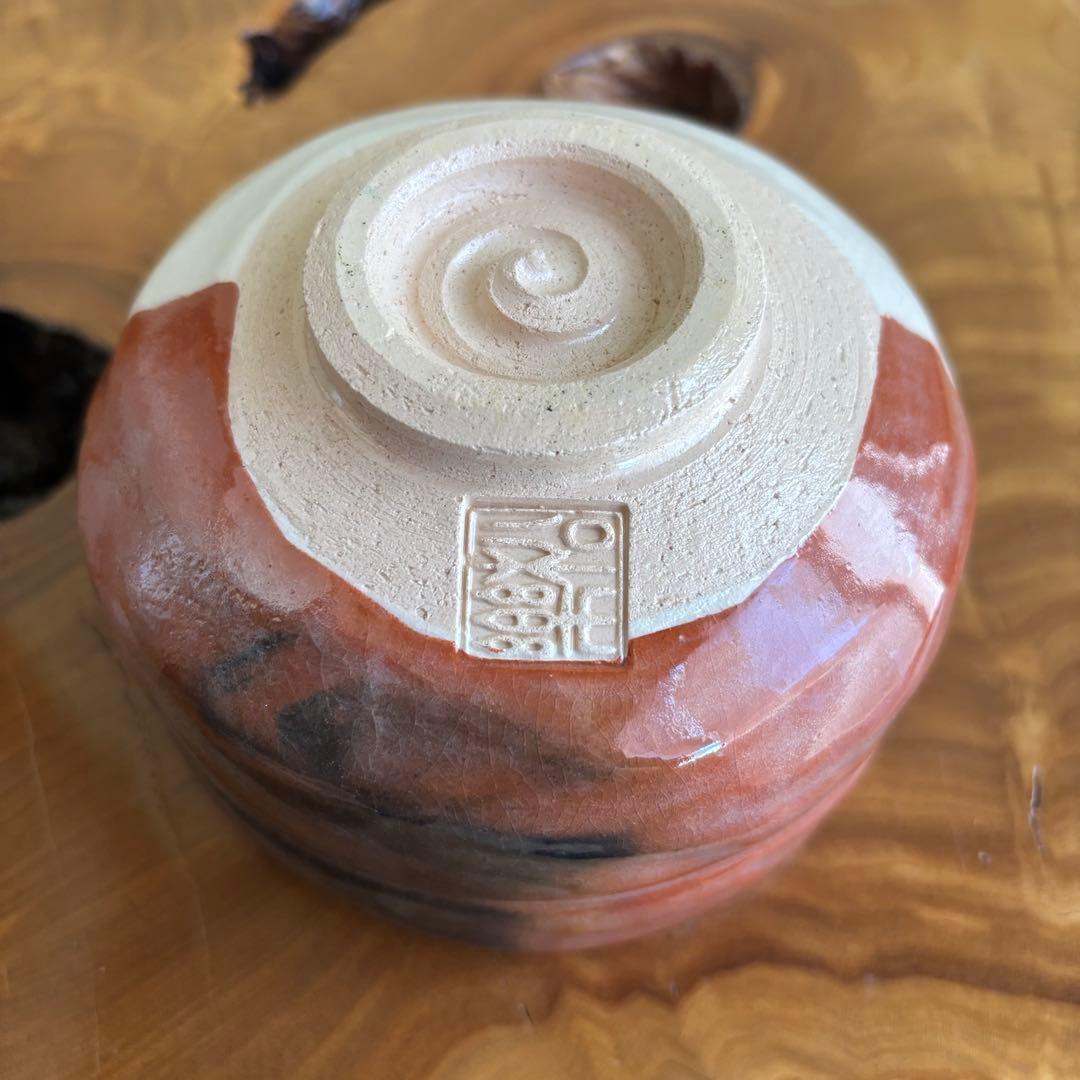 前大徳積鷹 楽焼 掛糸茶碗 松楽造 抹茶碗　茶道具　共箱(16Fdkb)