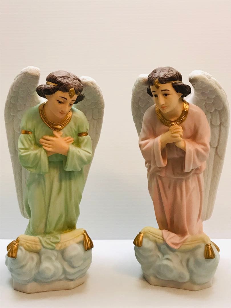 【高級イタリア聖像】✞祈りを捧げる天使セット 家庭祭壇用　宗教彫刻