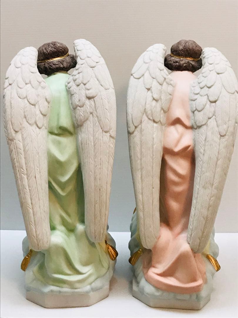 【高級イタリア聖像】✞祈りを捧げる天使セット 家庭祭壇用　宗教彫刻