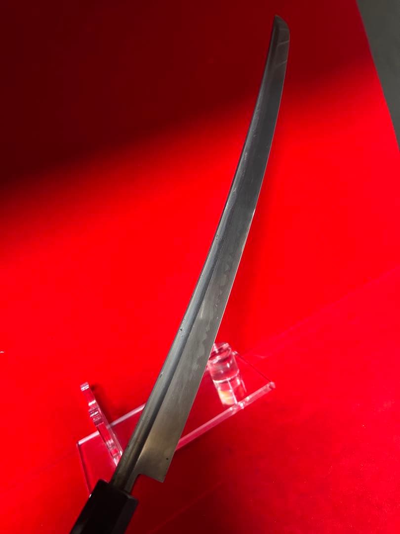 01566 包丁　マグロ包丁　鬼反り　刃文綺麗　玉鋼　未使用品