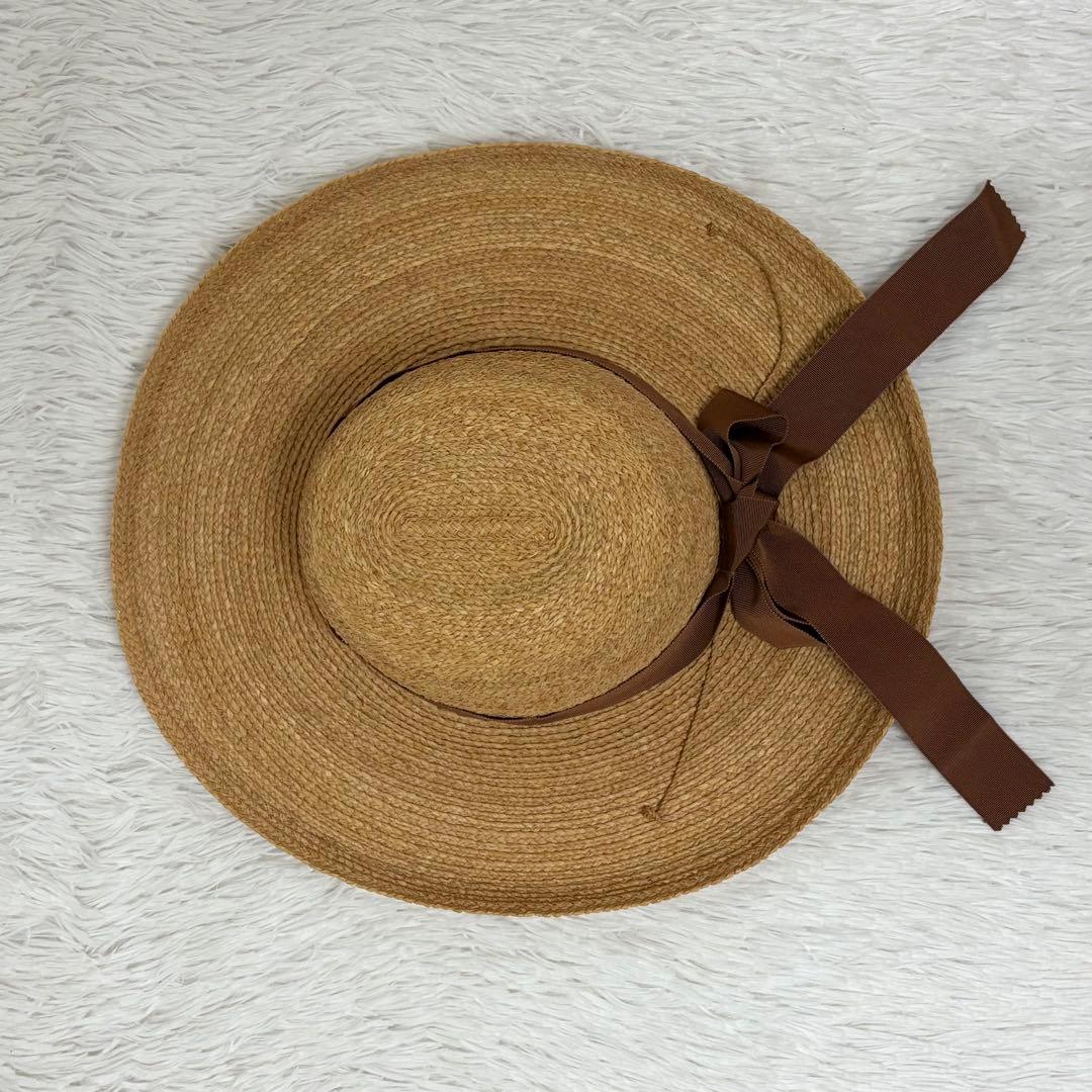 美品　ヘレンカミスキー　ラフィアハット　麦わら帽子　チャコール　箱付き