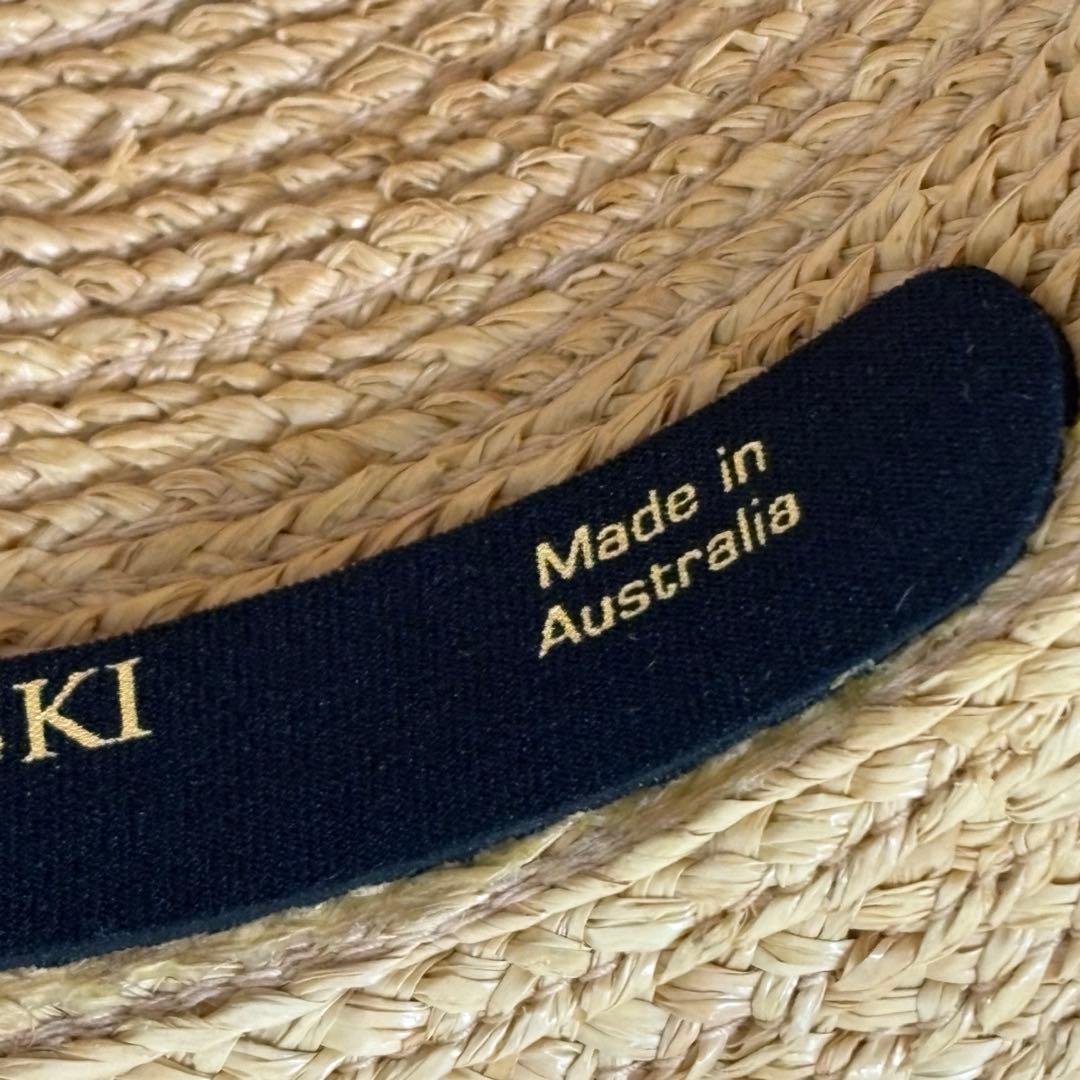 美品　ヘレンカミスキー　ラフィアハット　麦わら帽子　チャコール　箱付き