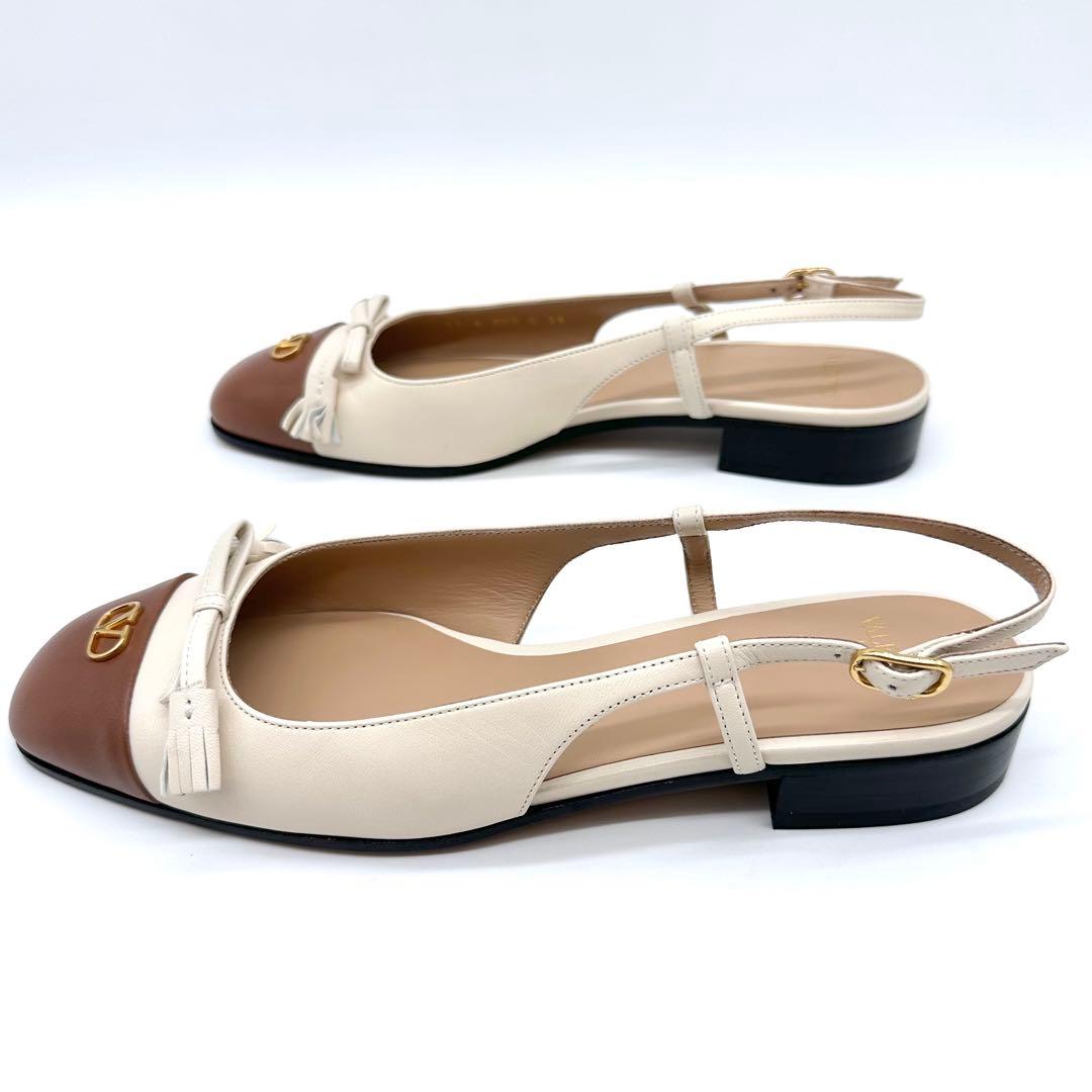 未使用✨ヴァレンティノガラヴァーニ スリングバック フラットシューズ 本革 38