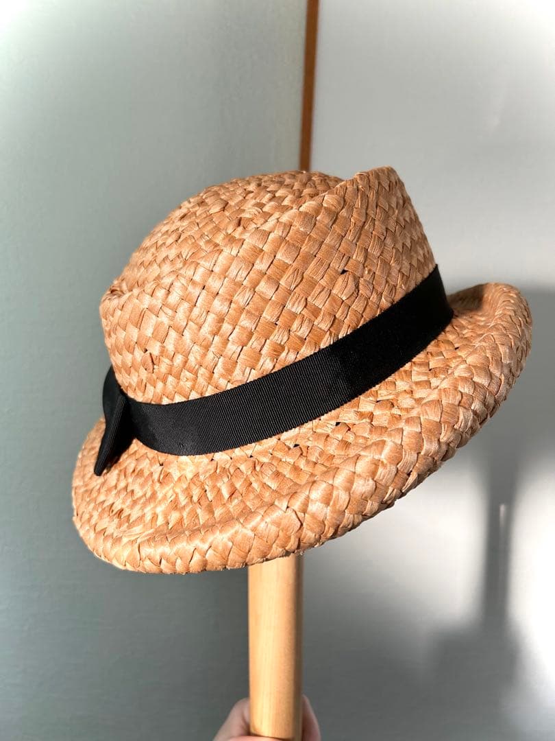 お値下げ中！新品未使用CA4LA リボン麦わら帽子 メロディーフラッグ