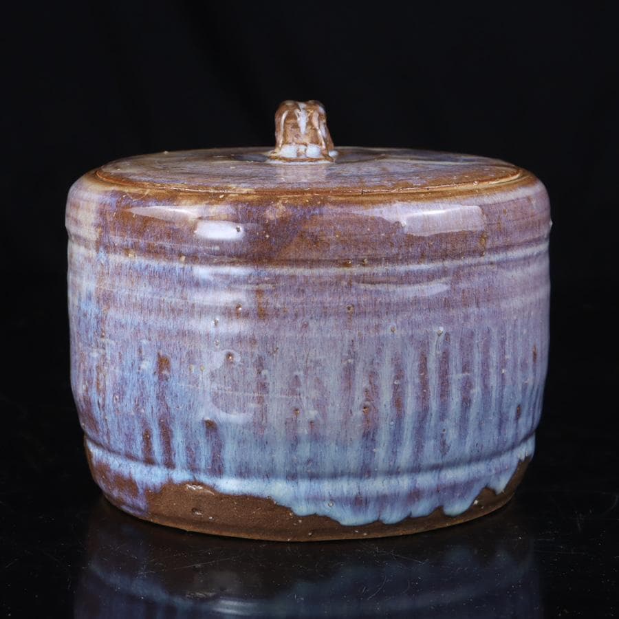 Y3107-2 茶道具 康起造 萩焼水指 共箱 替え蓋付　　　R.R.R