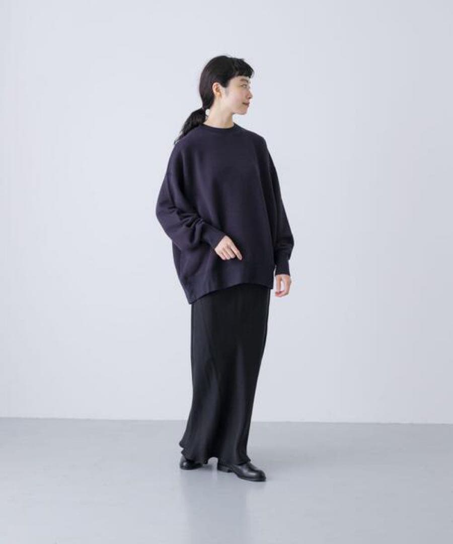 かぐれ コットンリヨセルスウェットプルオーバー　ネイビー