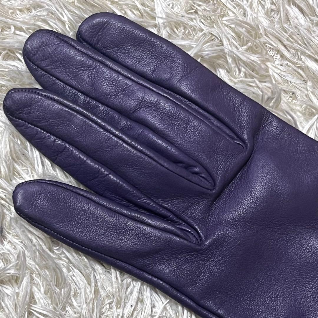 ☆美品☆エルメス　レザーグローブ　ケリー　羊革　パープル　6 1/2
