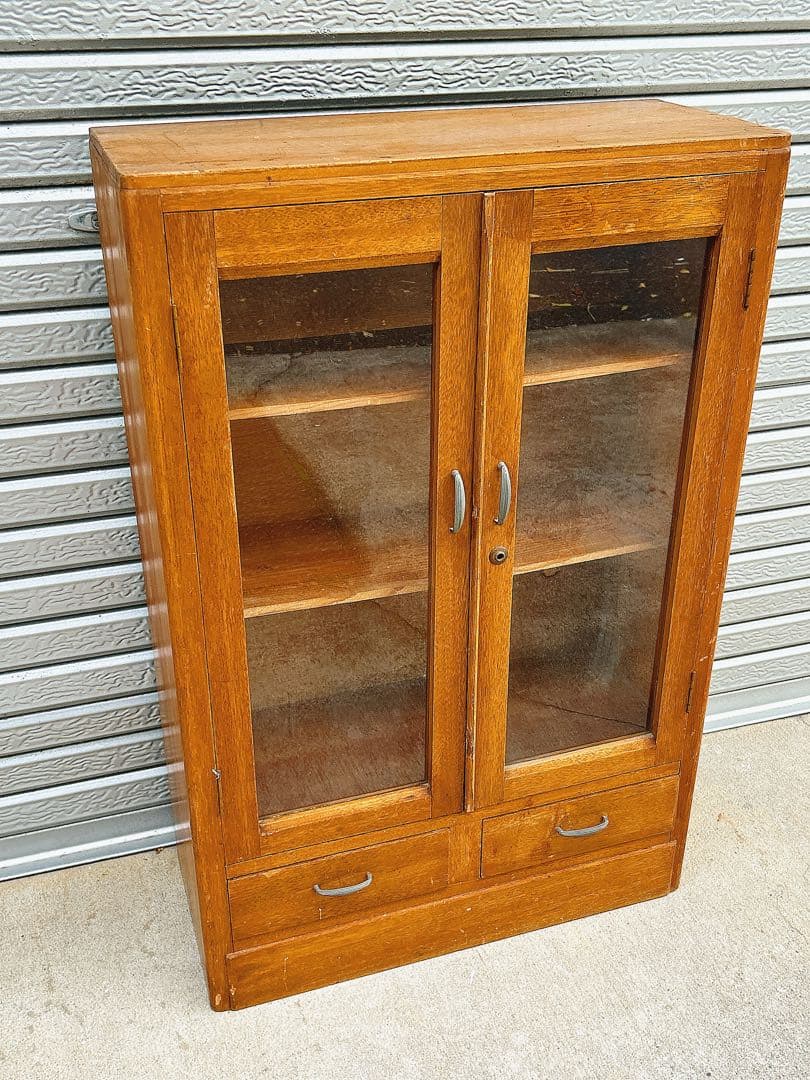 稀少/古道具/レトロ/木製/ガラス棚/棚/キャビネット/小引き出し/店舗什器