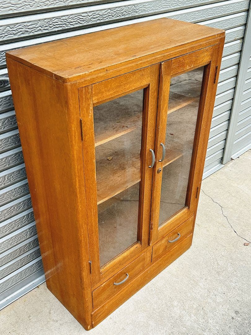 稀少/古道具/レトロ/木製/ガラス棚/棚/キャビネット/小引き出し/店舗什器