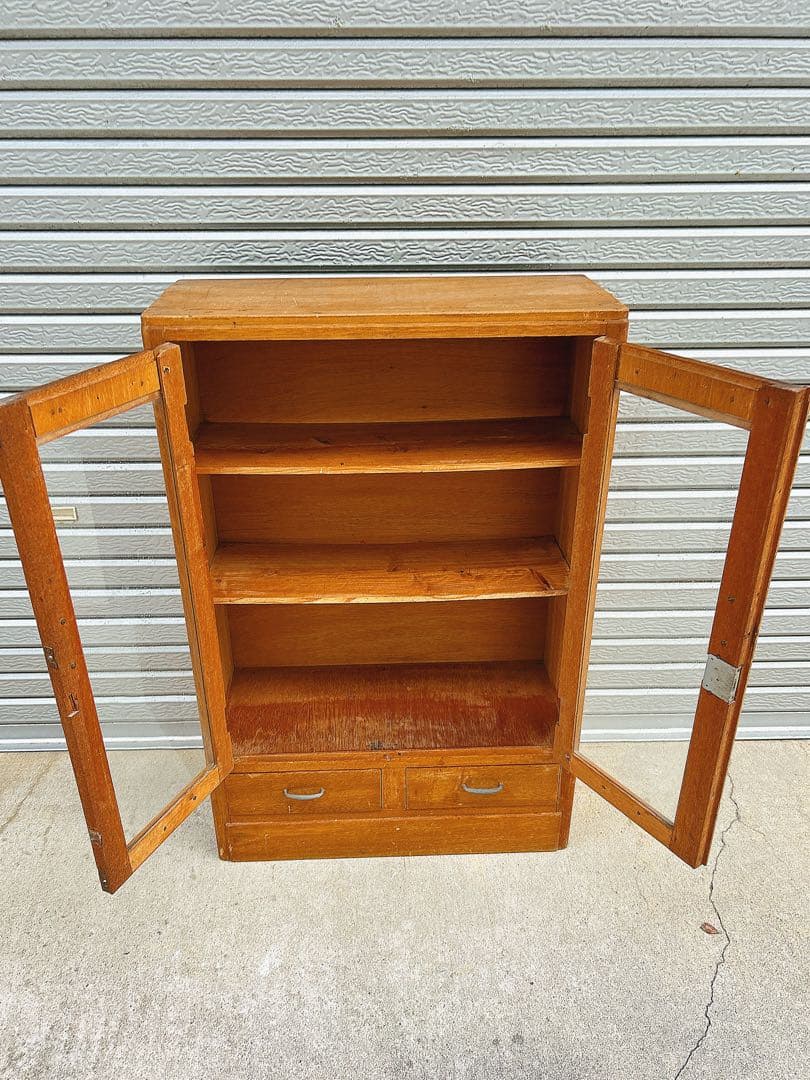 稀少/古道具/レトロ/木製/ガラス棚/棚/キャビネット/小引き出し/店舗什器