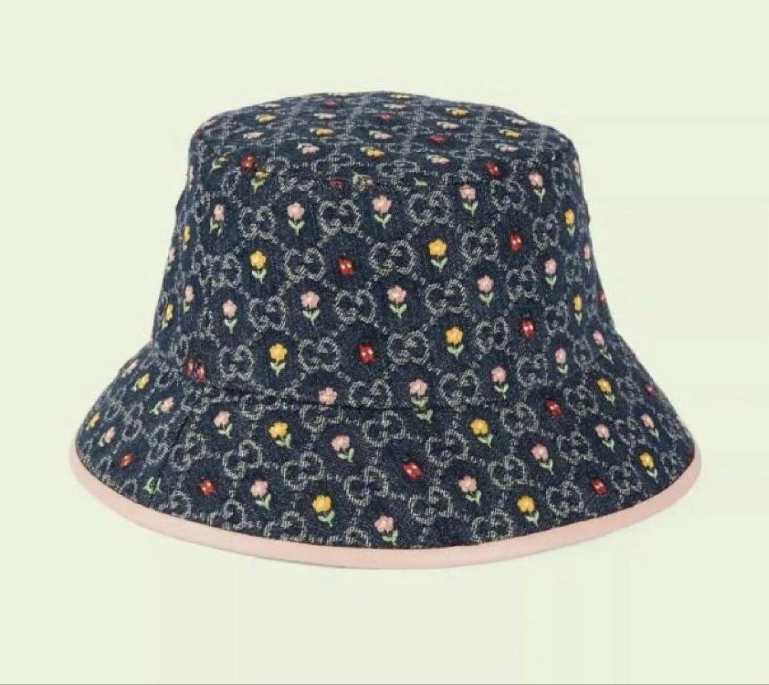 GUCCIグッチ BLOOMING LOVE GGデニム バケットハット 帽子