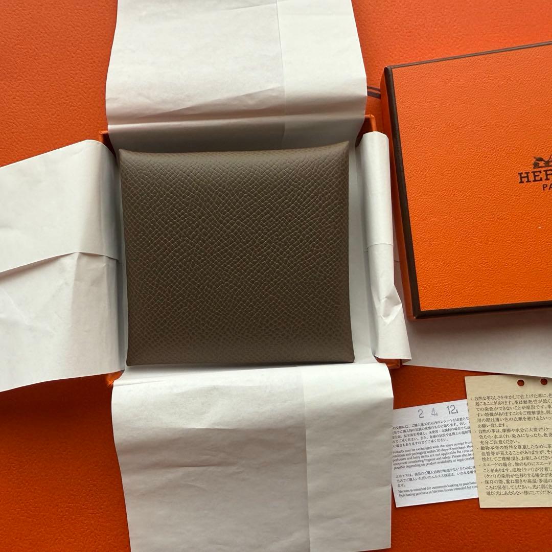 も*ん様 バスティア　HERMES 小銭入れ　エトゥープ　W刻印