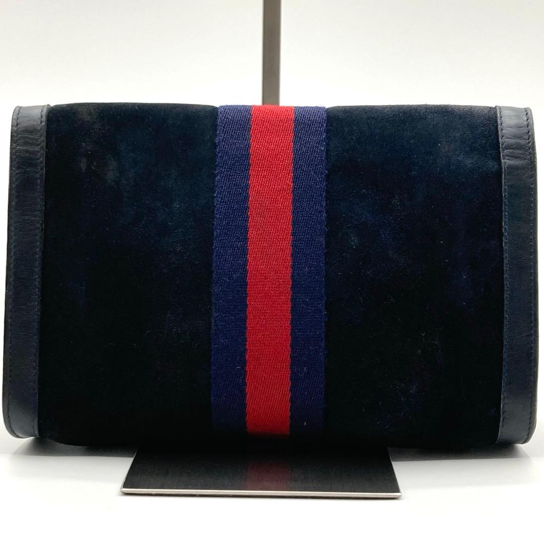 GUCCI クラッチバッグ シェリーライン スエード インターロッキング 黒