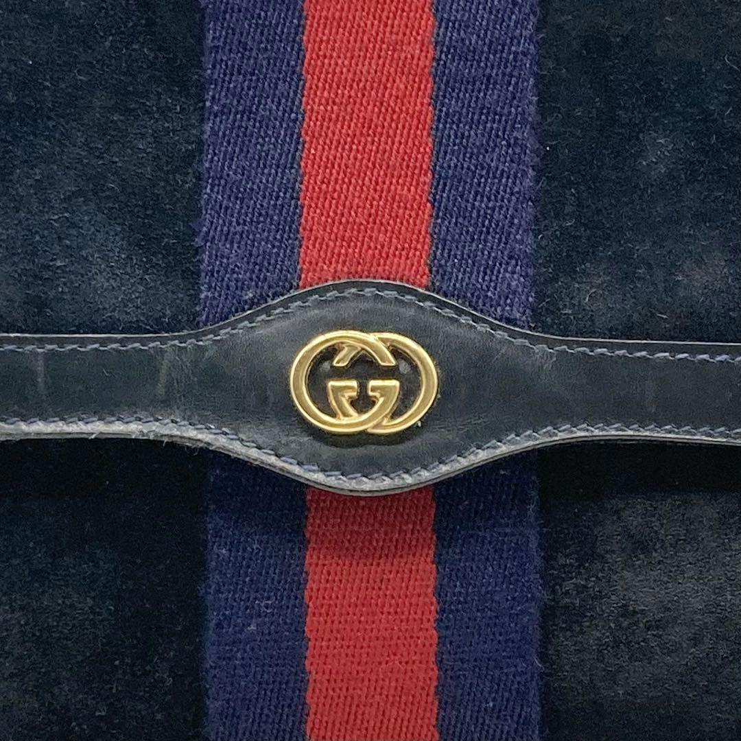 GUCCI クラッチバッグ シェリーライン スエード インターロッキング 黒