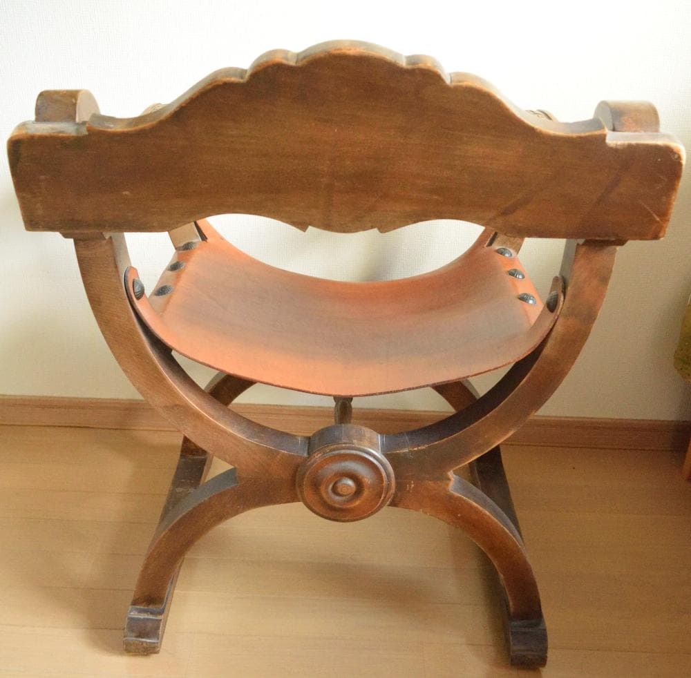 【ヴィンテージ】ダンテスカチェア サボナローラチェア 本革張り アンティーク家具