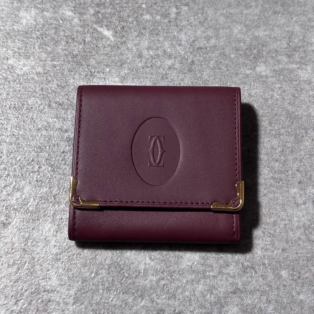未使用 カルティエ マストライン 小銭入れ ケース ゴールド金具 ボルドー