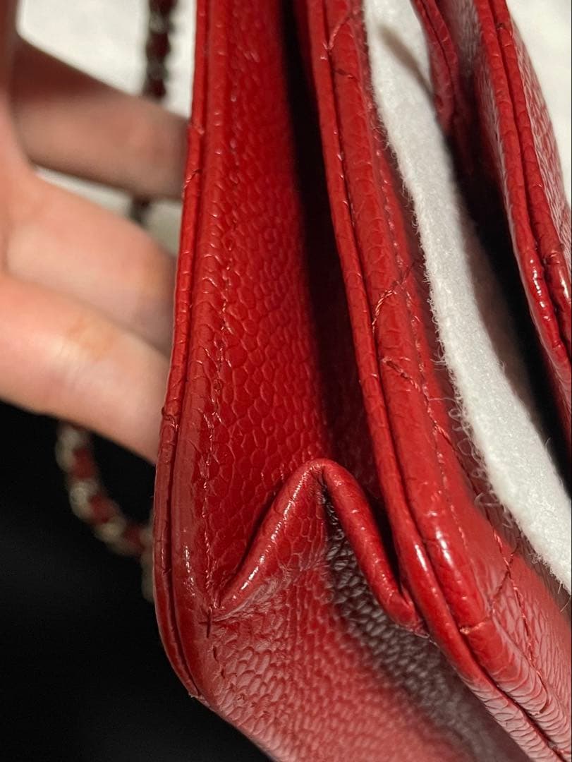 CHANEL チェーンウォレット　赤