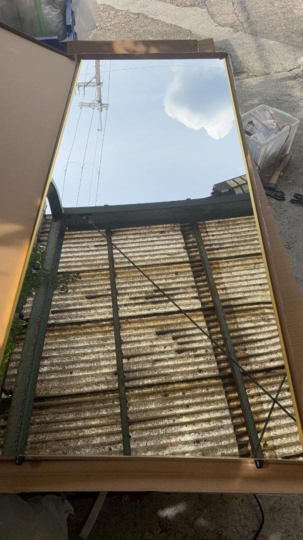 【美品】ダンスミラー 割れない鏡 幅60x160cm 姿見 金色 15番