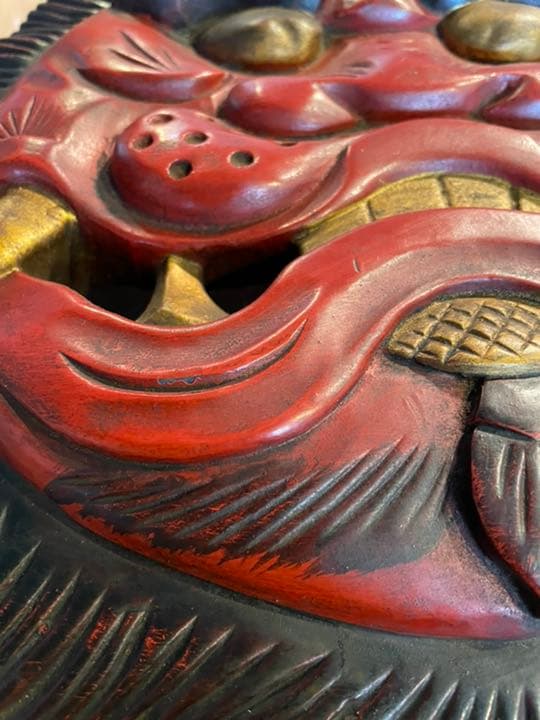 断捨離！【中古品】木彫りの赤鬼人形です。【送料無料】