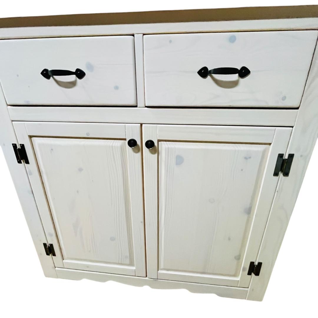 カントリー調 食器棚 90センチ幅 レンジボード ホワイト 北欧風