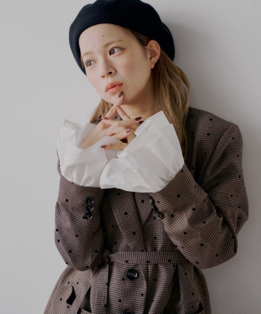 Chico　チコ　yuzuコラボ　袖フリルオーバージャケット　ブラウン