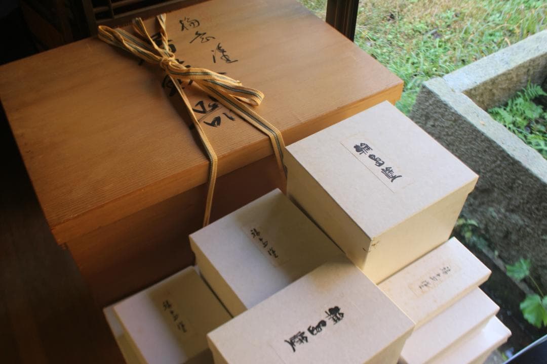 デッドストック！！極上松竹梅鶴亀沈金の映える輪島塗屠蘇器重箱揃い（検重箱お重