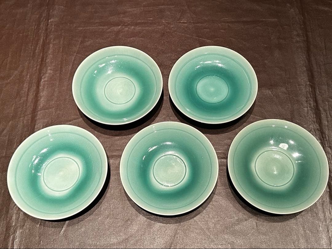 人間国宝　中島宏　青磁　10客セット　皿