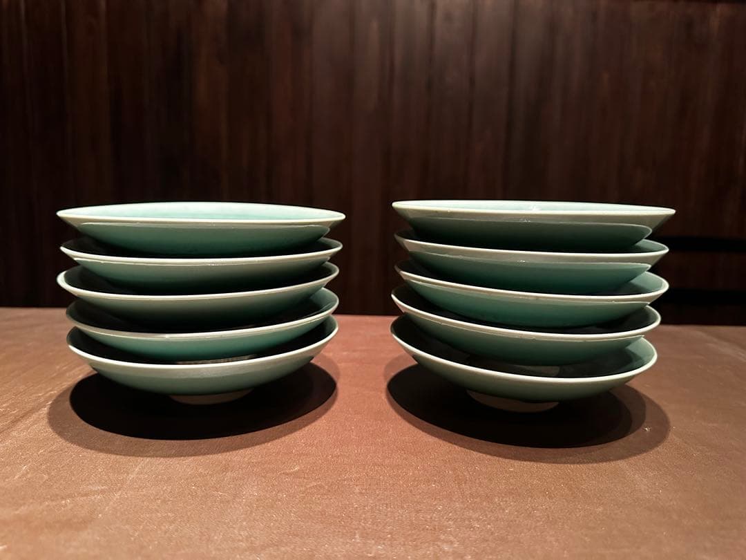 人間国宝　中島宏　青磁　10客セット　皿