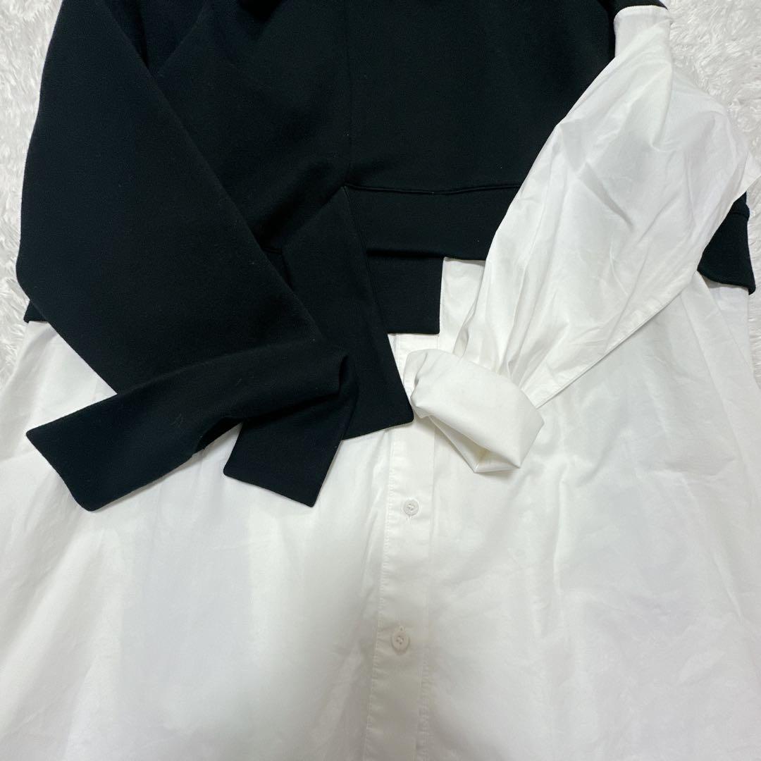 【美品】エンフォルド ダンボールスウェット レイヤープルオーバー 黒 白 38