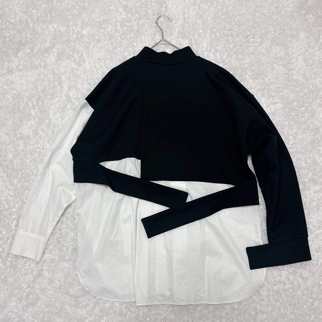 【美品】エンフォルド ダンボールスウェット レイヤープルオーバー 黒 白 38