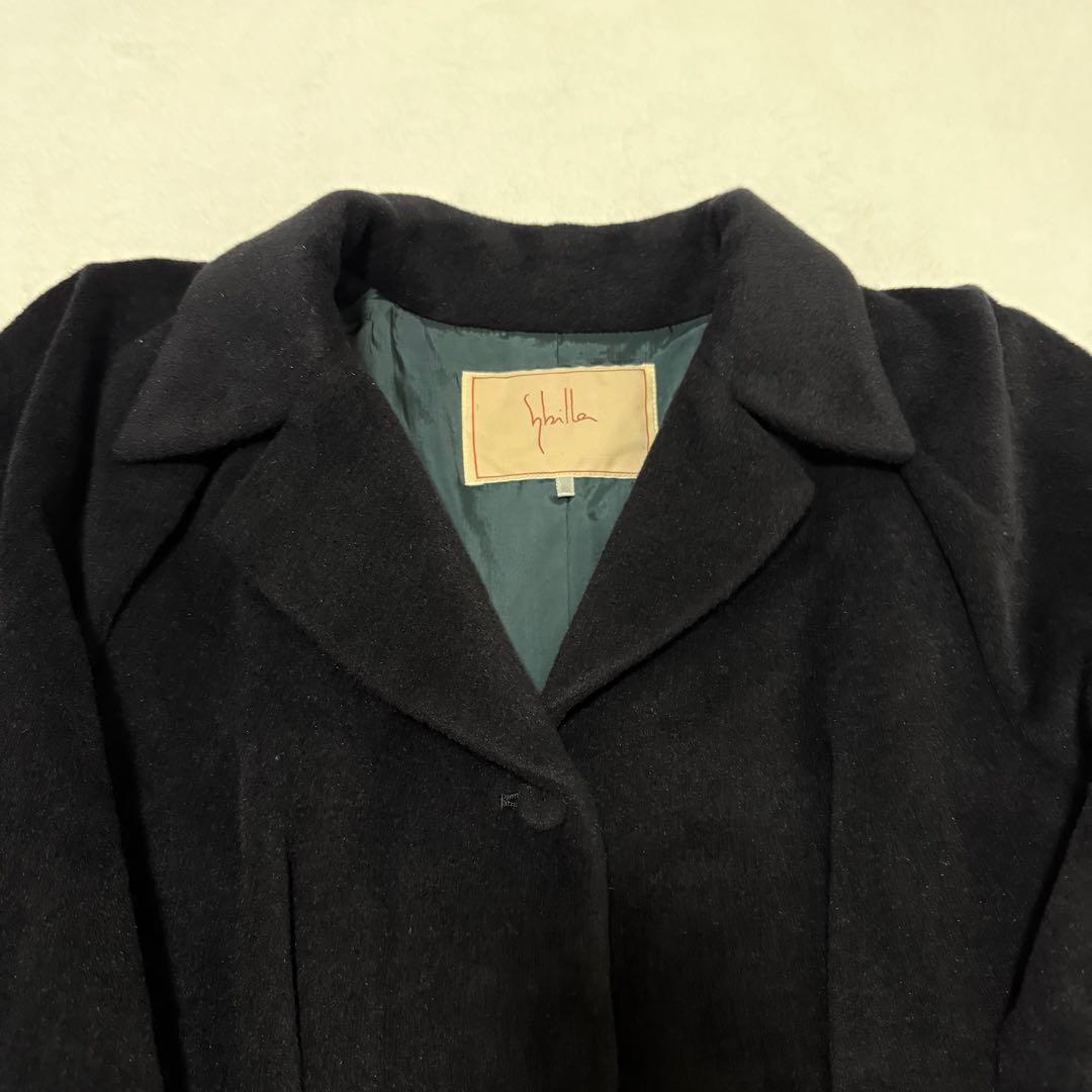 【Sybilla】シビラ　ポンチョ　ケープ　ロングコート　ブラック　アンゴラ混