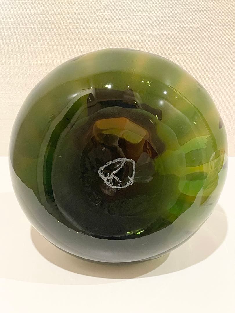 北一硝子　フラワーベース　花瓶　ヴィンテージ グリーン・レッドブラウン・クリア