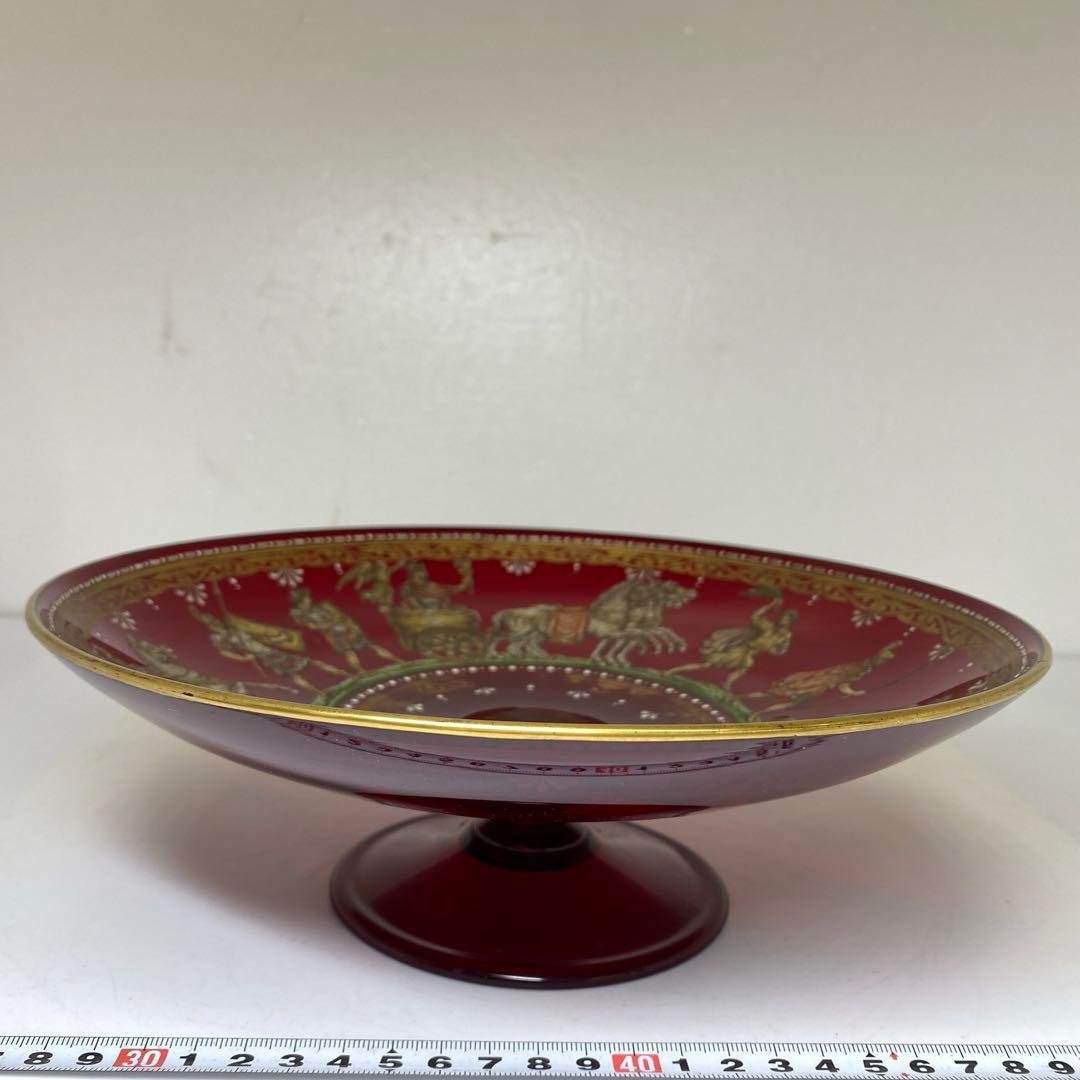 ムラーノ　ベネチアングラス　人物金彩コンポート　直径25.8㎝東な7-0303②