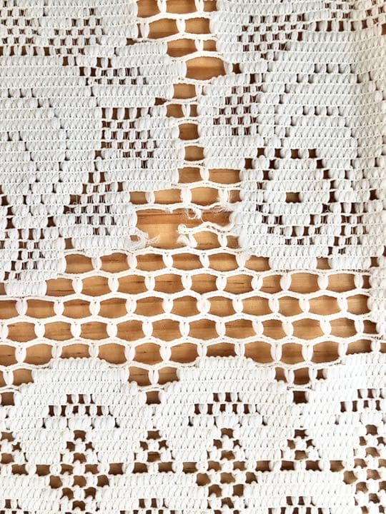 【美品】フランスアンティークレーステーブルクロス　リネンクロシェレースクロス♪