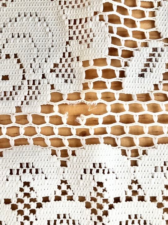 【美品】フランスアンティークレーステーブルクロス　リネンクロシェレースクロス♪