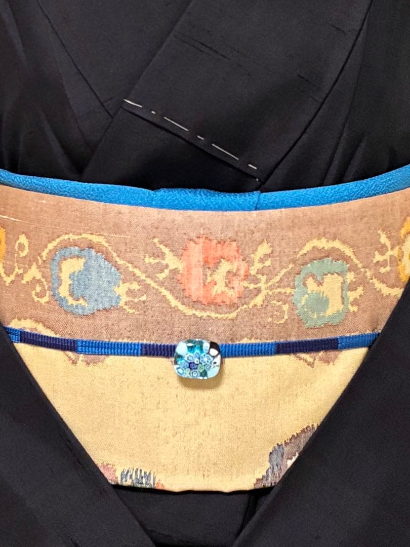 袋帯　洒落袋　カラフルな幾何学　正絹