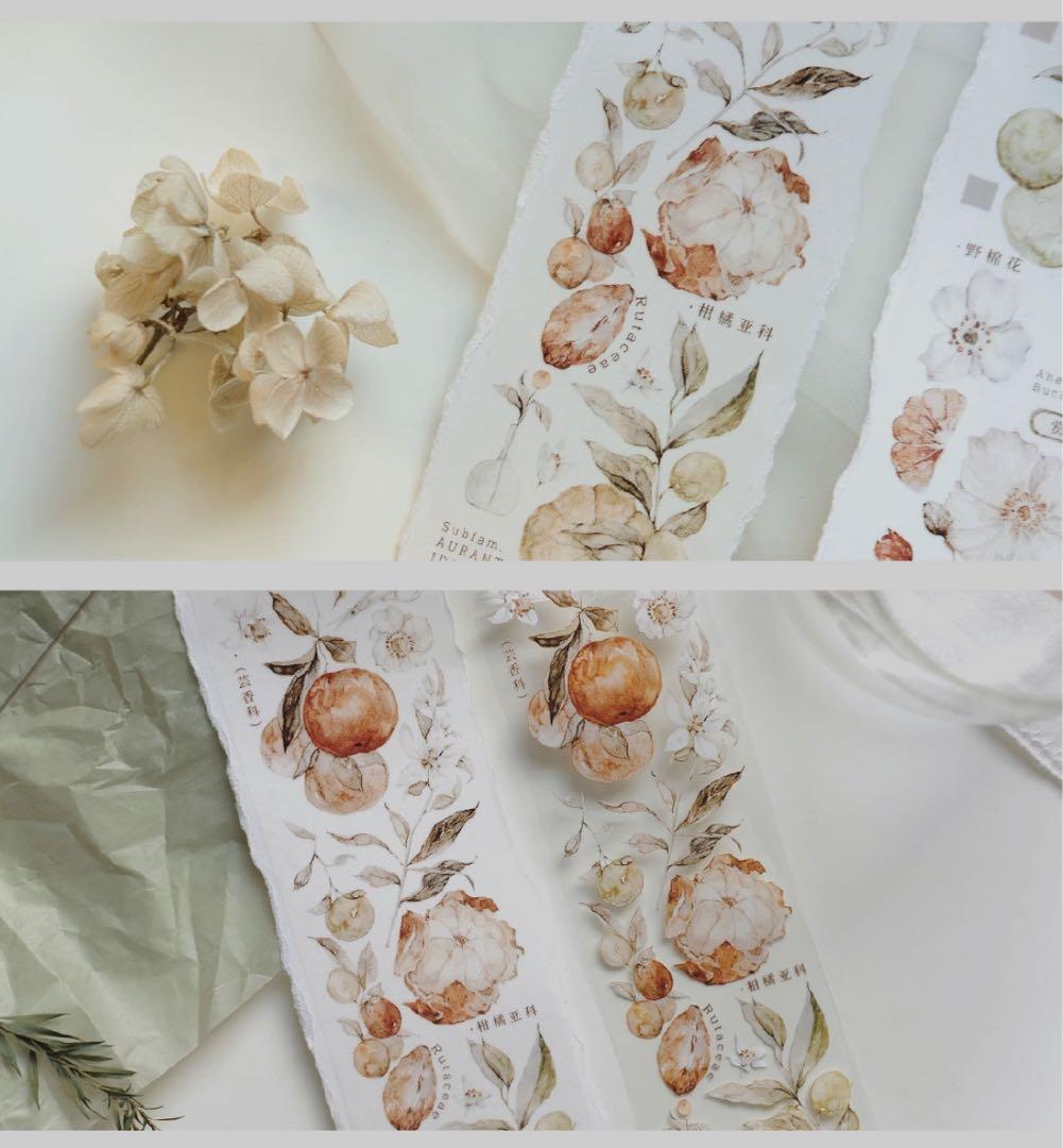 海外マスキングテープ 巻き売り No.243 果物 花柄 植物