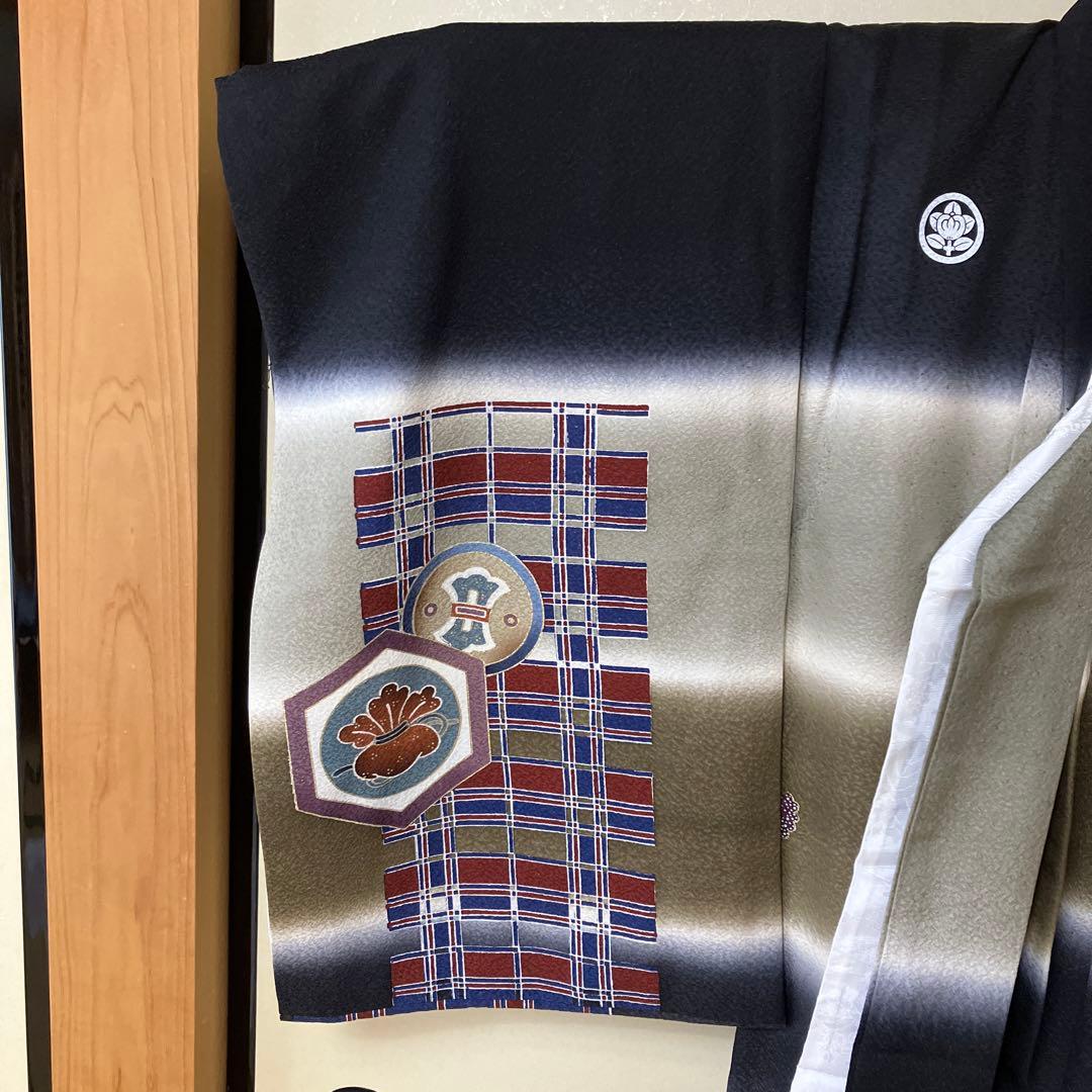 【お宮参り】長襦袢付き　男の子　正絹　〈美品〉　一つ身　お祝い着　家紋・丸に橘